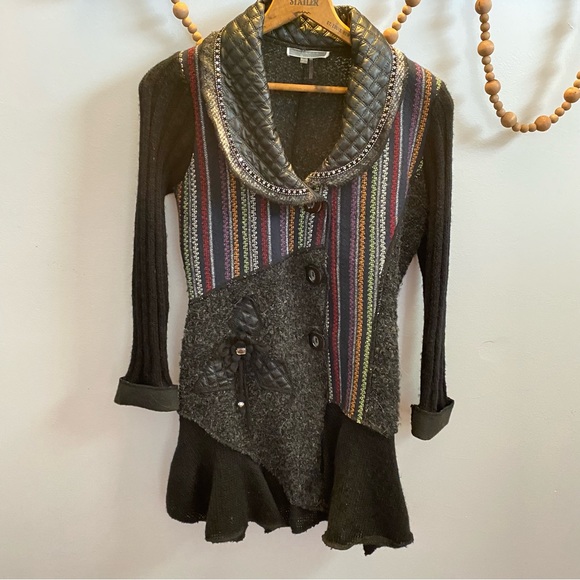 Liquid by Sioni Sweater Art to Wear Medium Embellished Wool Mohair - Picture 1 of 9